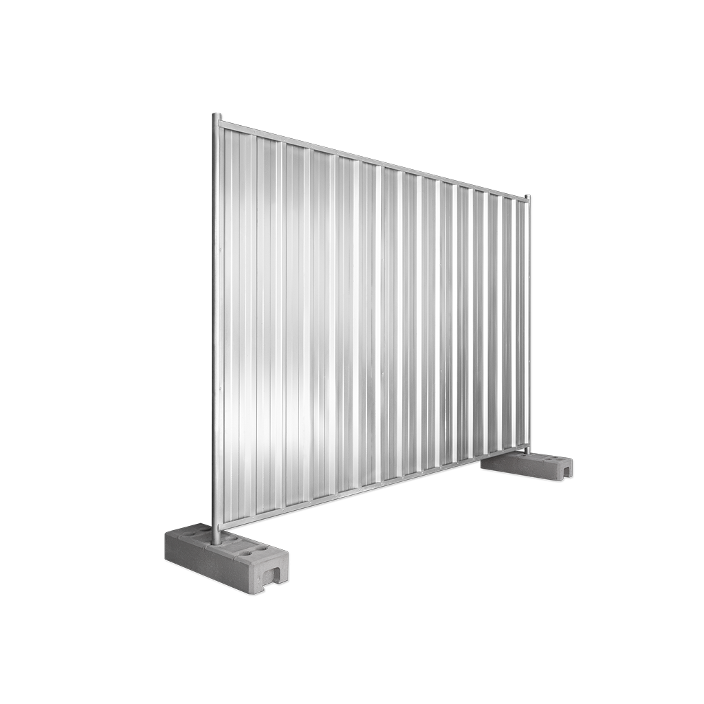 Closed construction fence made of trapezoidal sheet metal - privacy screen - galvanized