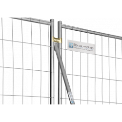 Bauzaunstützstrebe mit großer Platte - Verankerung mit Erdspieß
