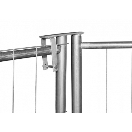 Construction fence standard swivel joint - for creating construction fence gates