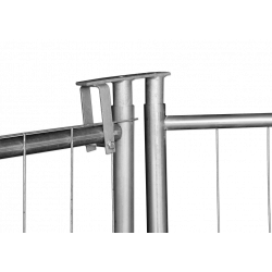 Construction fence standard swivel joint - for creating construction fence gates
