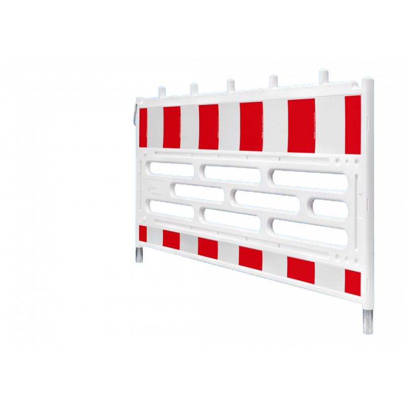 Barrier fence/fall protection with spigot, RA1 white/red foil