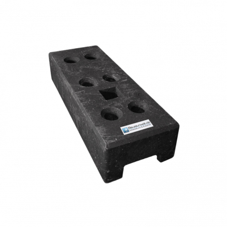 Bauzaunfuß 24 kg PVC - 6 Löcher - 1 Steckplatz Vierkant