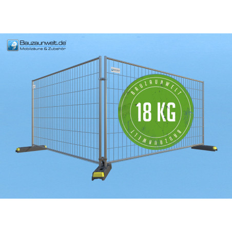 BAUZAUNWELT 5er Set 18 kg Mobilzaun - Betonfuß und Verbinder