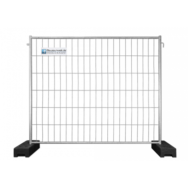 15er Set Mobilzaun 2,20 x 2,00 m 10,5 kg Rohr in Rohr feuerverzinkt - 16 kg PE Fuß