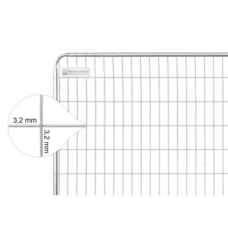 BAUZAUNWELT 15,5 kg 3,5 x 2,0 m Mobilzaun Round Top - Rundrahmen - extra stabil