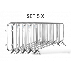 Set of 5 Crowd Control Barriers - 2,3 m - Economy 10 kg - galvanized