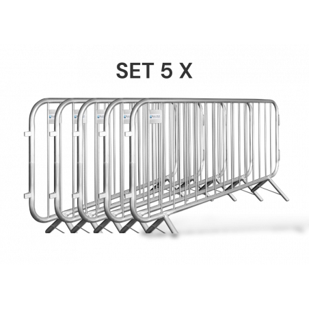 Set of 5 Crowd Control Barriers - 2,3 m - Economy 10 kg - galvanized