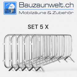 Set of 5 Crowd Control Barriers - 2,3 m - Economy 10 kg - galvanized