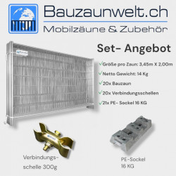 Construction fence 13 kg EUTOP incl. PE base 16 kg and connectors 20-piece set